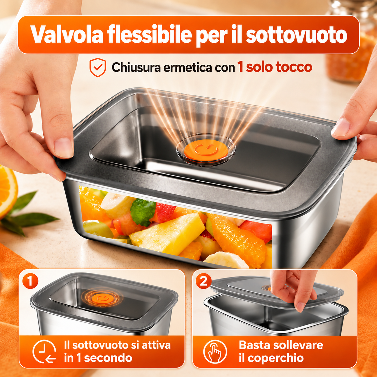 ✨ Prendi 12, Paghi 6 | Contenitore per alimenti sottovuoto in acciaio inossidabile 316L (Grande capacità)