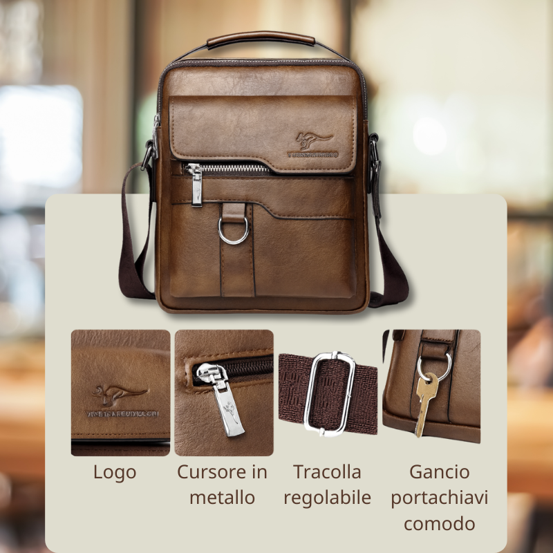 [🔥SCONTO DEL 70% - GARANZIA DI 1 ANNO] KANGURU – Borsa in Pelle Artigianale Toscana