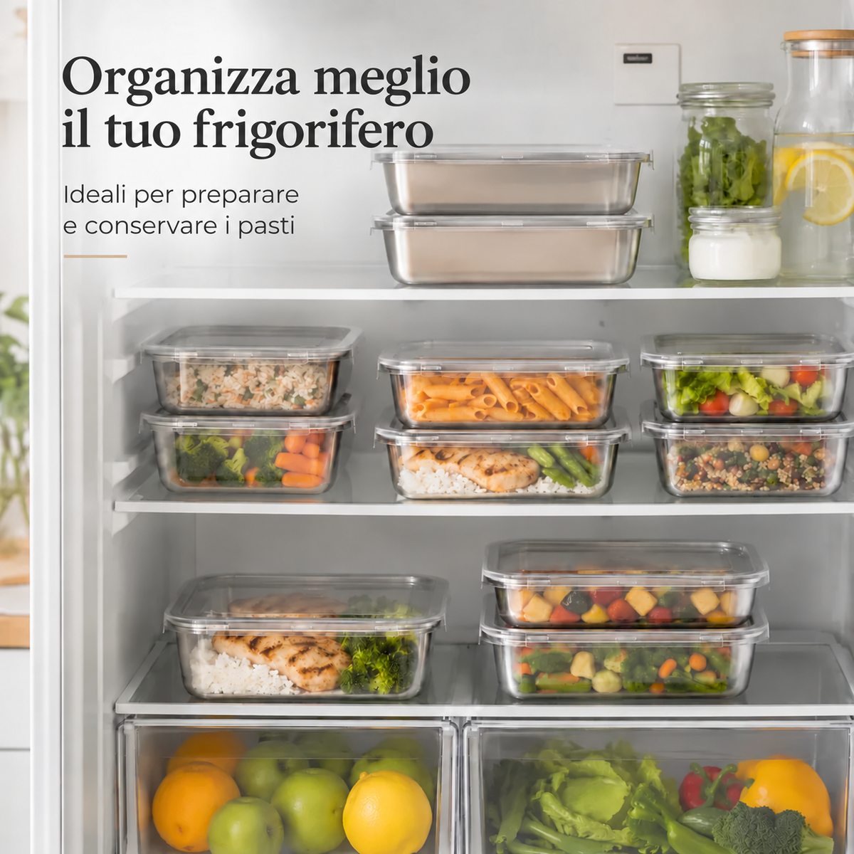 70% OFF + 6 GRATIS | Contenitori per alimenti in acciaio inox 304 da 2400 ml
