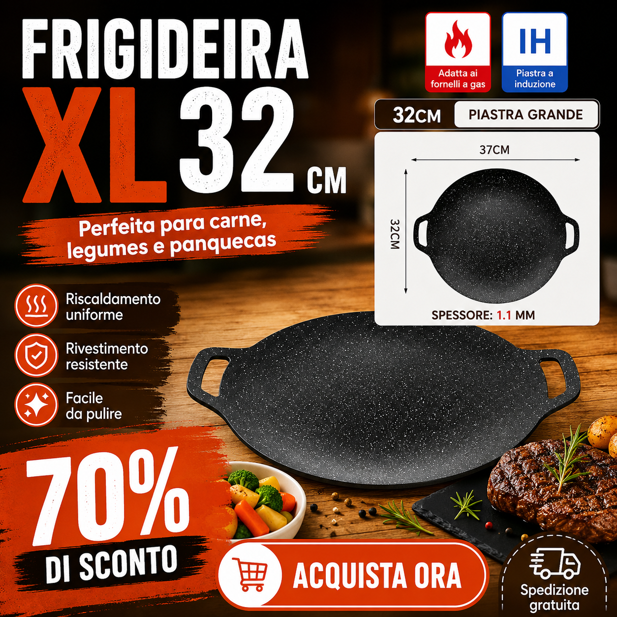 💥Padella in pietra Maifan antiaderente a 6 strati compatibile con induzione IH