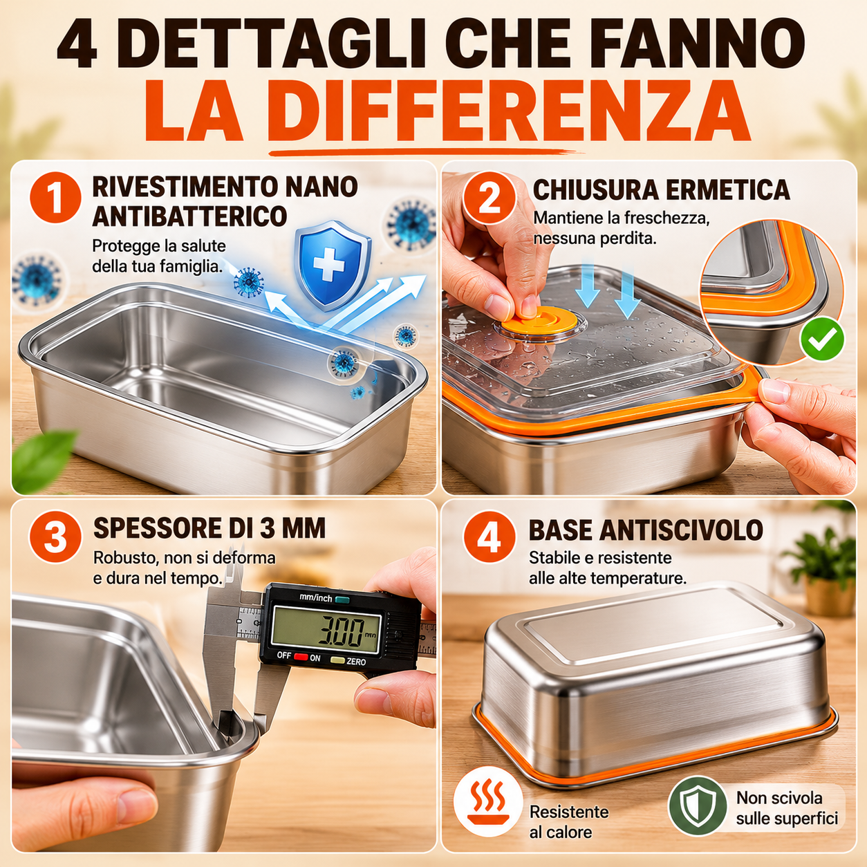 ✨ OFFERTA IMPERDIBILE | Contenitori Ermetici in Acciaio Inox Tedesco 316