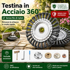 [🎁 7 ACCESSORI INCLUSI] Disco in Filo d’Acciaio per Decespugliatore — Taglio a 360° | Compatibilità Universale