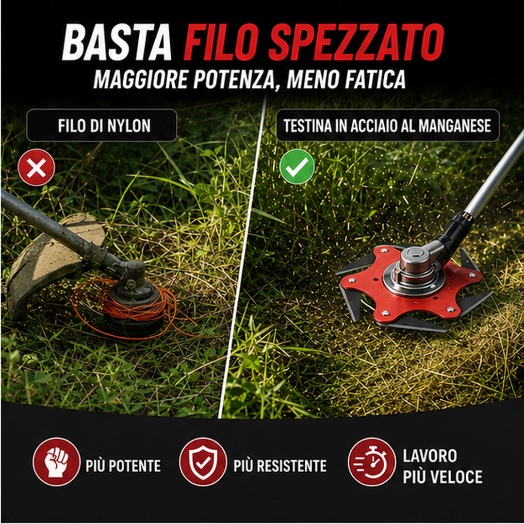 Testina decespugliatore 6 lame in acciaio manganese