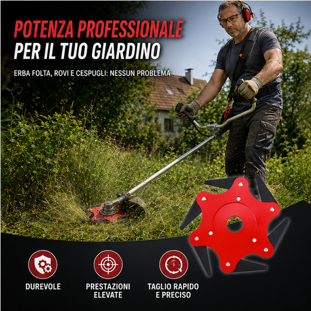 Testina decespugliatore 6 lame in acciaio manganese