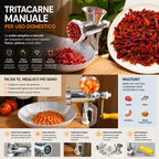 ✨Tritacarne manuale domestico con insaccatore per salsicce, compatto e pratico