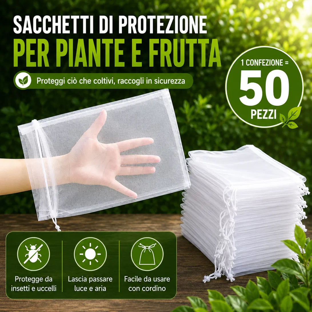🐛 Sacchetti in Rete Traspirante per Proteggere Frutta e Verdura | Riutilizzabili