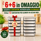 🎁 RICEVI 12, PAGHI SOLO 6! | Contenitori per alimenti in acciaio inox 304 – 2000 ml