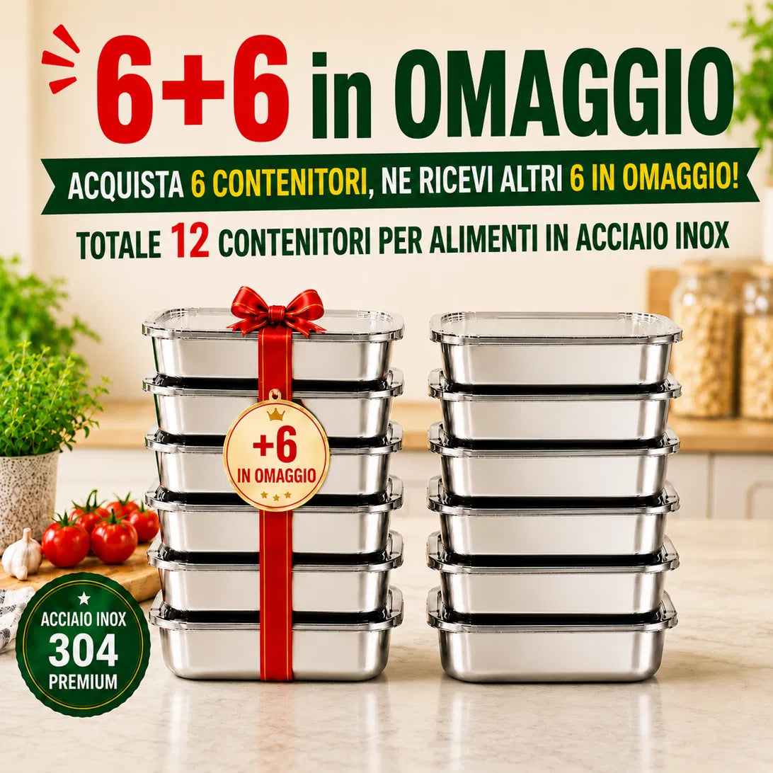 🎁 RICEVI 12, PAGHI SOLO 6! | Contenitori per alimenti in acciaio inox 304 – 2000 ml