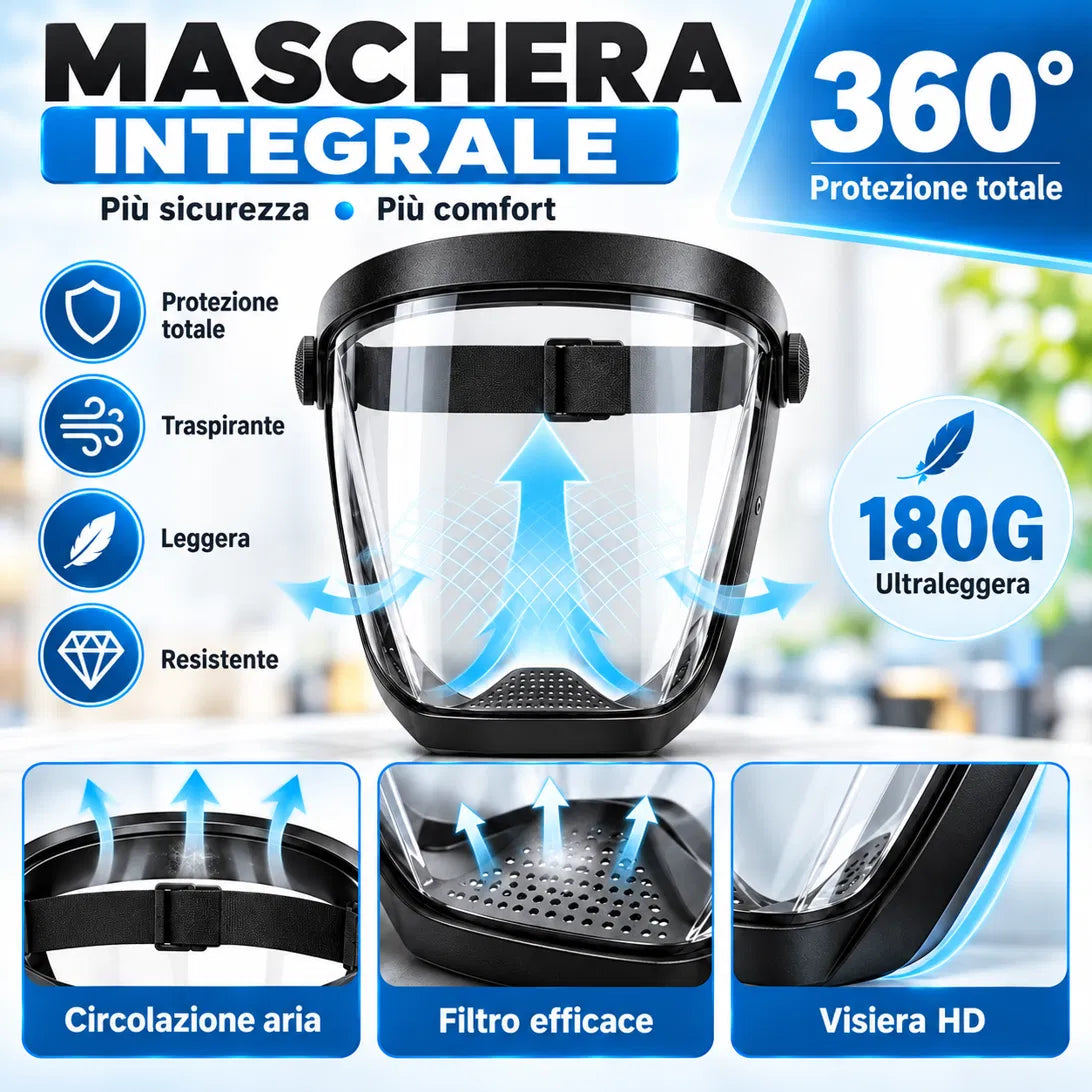 🎁 3 FILTRI IN OMAGGIO | Maschera integrale di protezione, conforme agli standard UE dei materiali antiurto