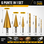 TitanDrill™ – Set di Punte a Gradini in Titanio (6 Punte Multifunzionali)
