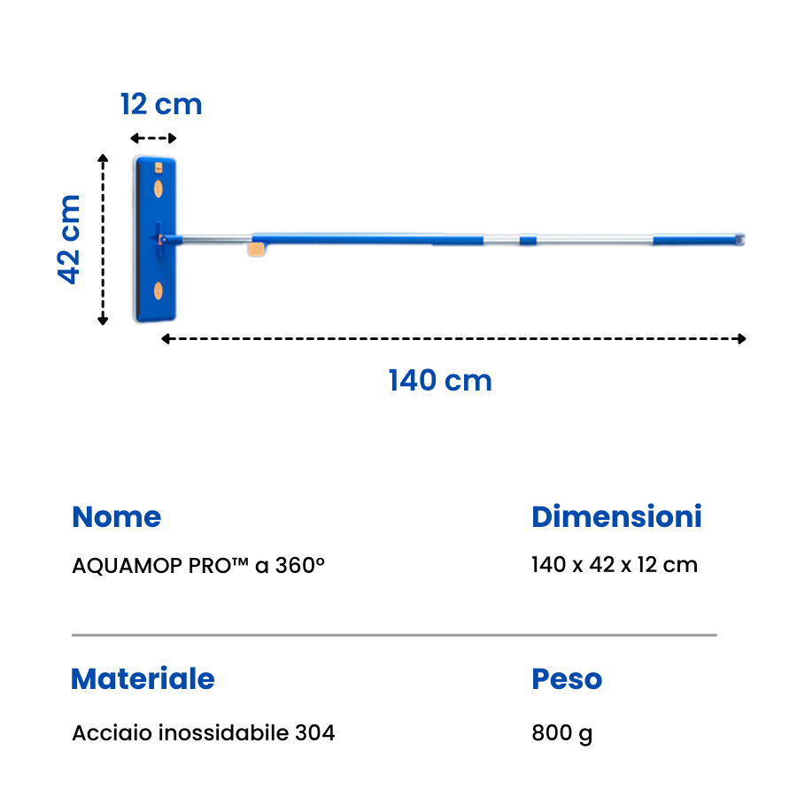 🇮🇹 AQUAMOP PRO™ a 360° - Mocio auto-spremente in acciaio inossidabile tedesco 304