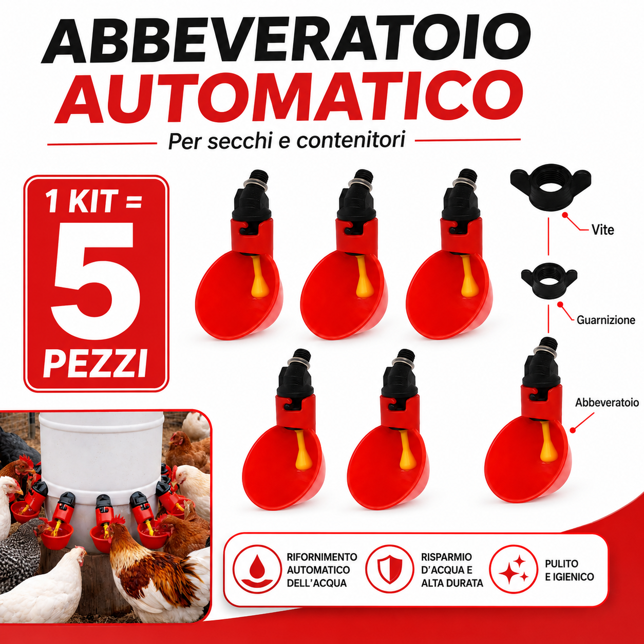 Abbeveratoio Automatico per Pollame