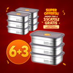 🇮🇹 (Prendi 6+3 gratis) Scatola ermetica in acciaio inox tedesco 316 per conservare gli alimenti