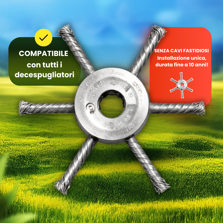 🇮🇹 Testina tagliaerba con 6 lame in acciaio intrecciato inossidabile