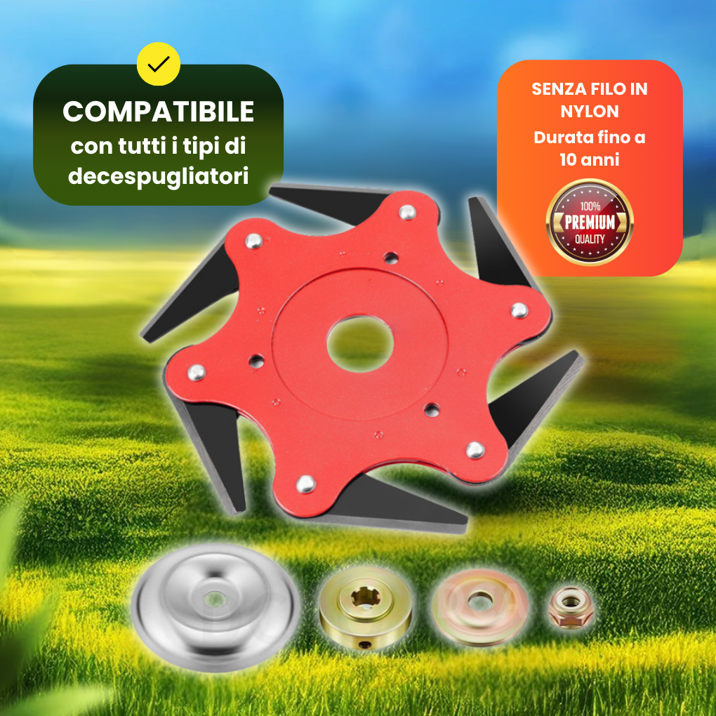 🇮🇹 Lama da taglio per erba a 6 lame in acciaio al manganese super resistente (accessori inclusi)
