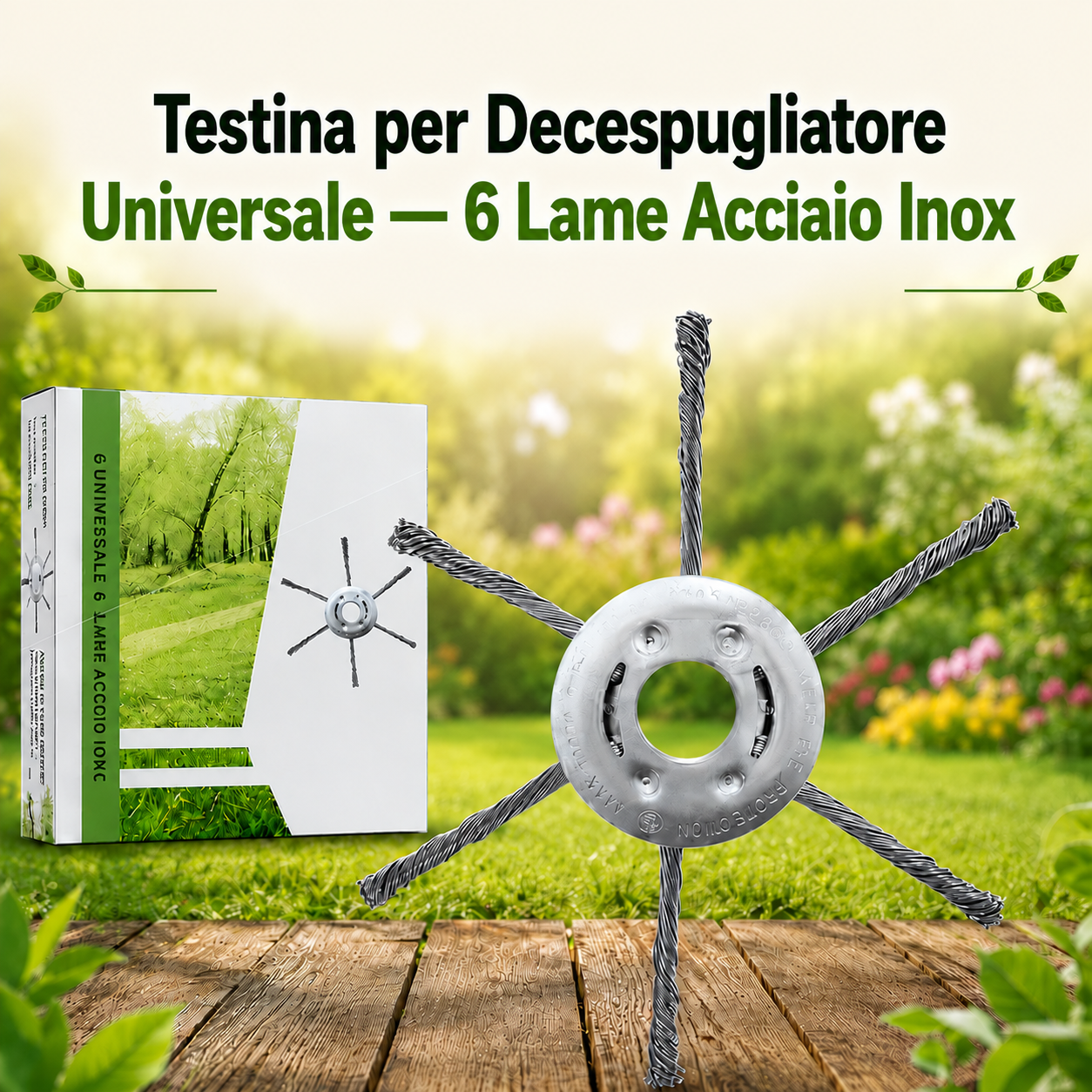 Testina per Decespugliatore Universale — 6 Lame Acciaio Inox