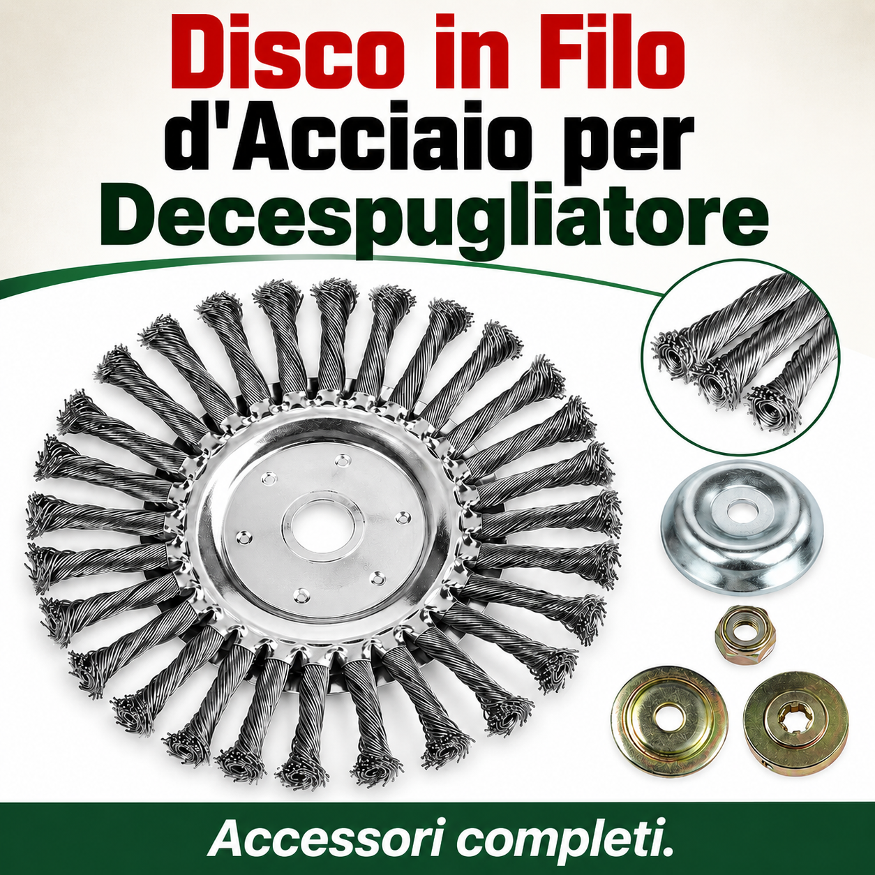 Disco in Filo d’Acciaio per Decespugliatore — Taglio a 360° | Compatibilità Universale