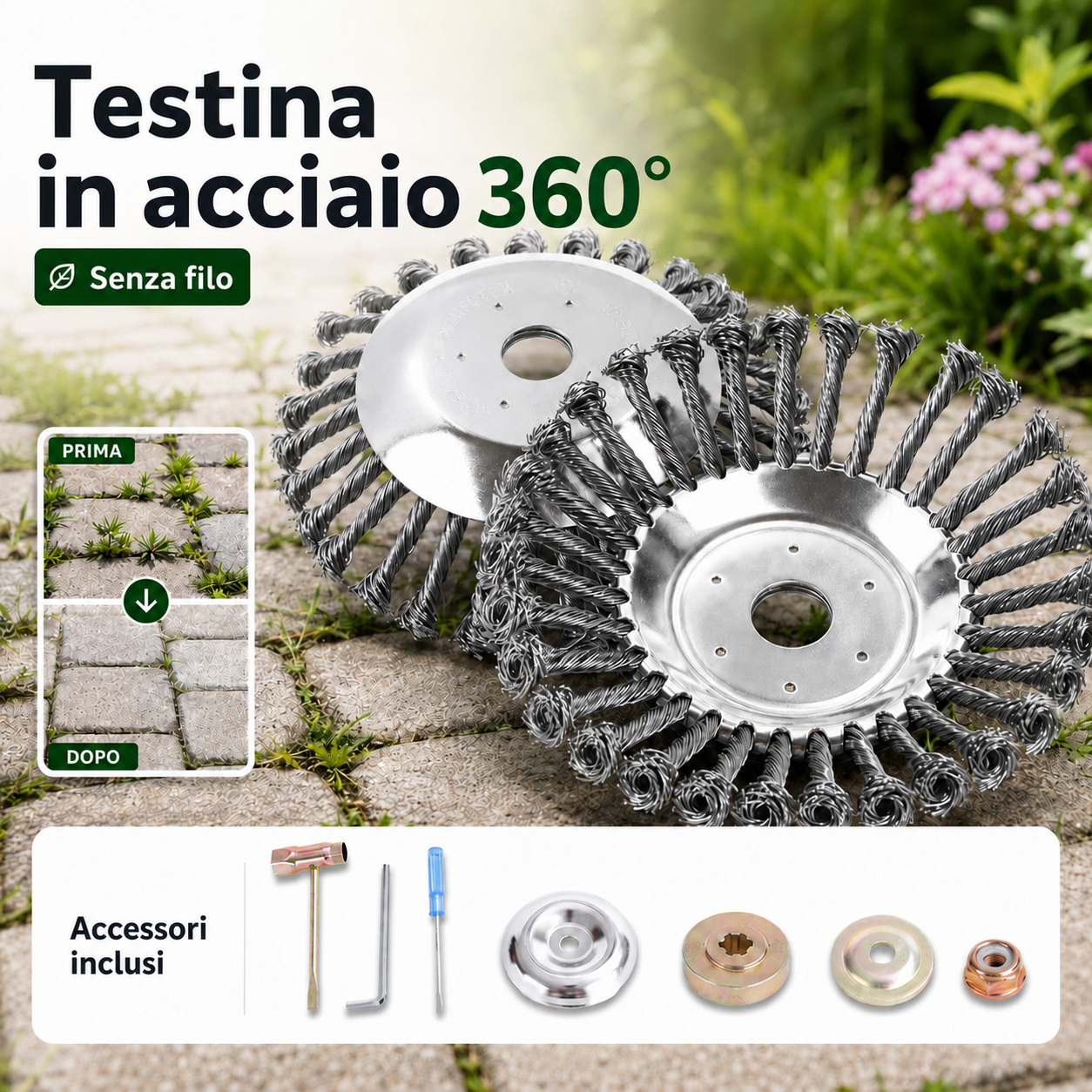 Disco a Filo d'Acciaio per Decespugliatore | Compatibilità Universale