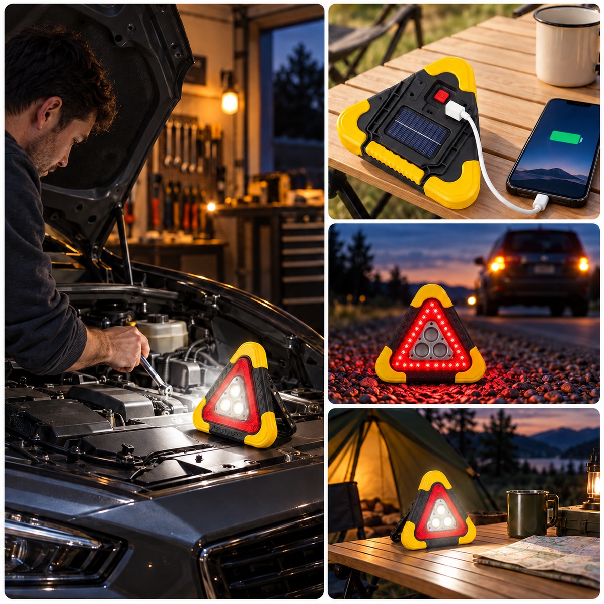 Triangolo di Emergenza per Auto con Luce LED Integrata