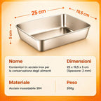 ✨ (8 +🎁4 GRATIS) | Contenitore Per Alimenti Da 2000 ML In Acciaio Inox Tedesco Massiccio 304